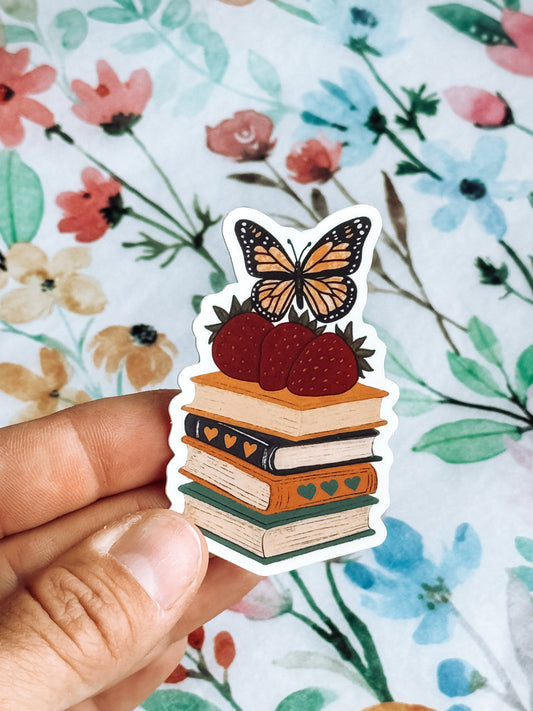 Berry Butterfly Bookstack Vinyl Sticker - Berry Happy Summer Collection The Gift Gala Shop Candle Co.