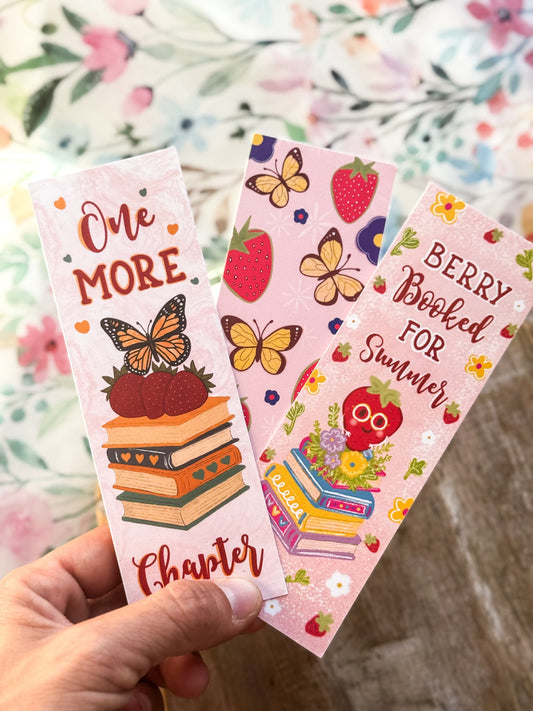 Berry Happy Summer Bookmark Set or Individual - Strawberry Stationery The Gift Gala Shop Candle Co.
