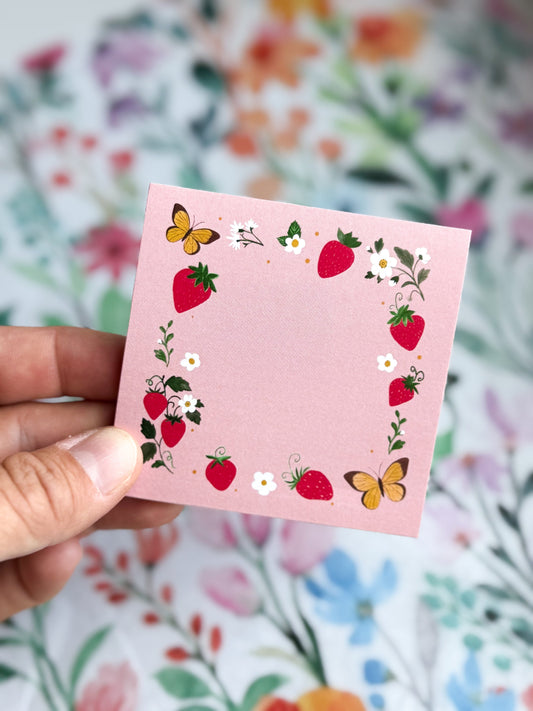 Berry Happy Summer Sticky Notes 3" x 3" - Strawberry Stationery The Gift Gala Shop Candle Co.