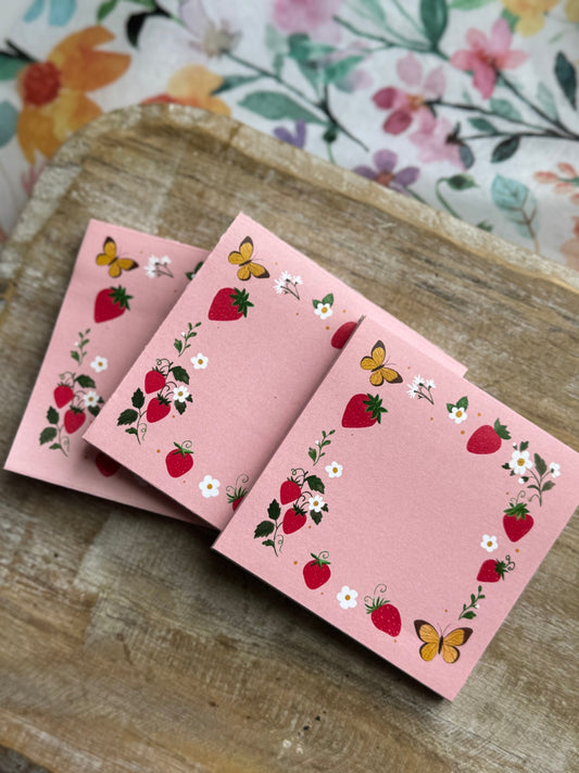 Berry Happy Summer Sticky Notes 3" x 3" - Strawberry Stationery The Gift Gala Shop Candle Co.