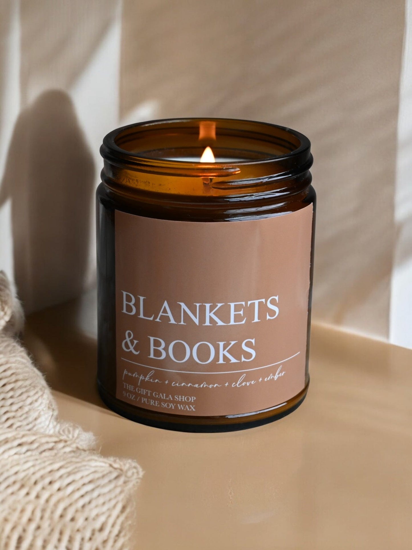 Blankets and Books Fall Candle – Pumpkin, Cinnamon & Embers | Woven Autumn Collection | 9 oz Soy Candle Soy candle The Gift Gala Shop Candle Co. 