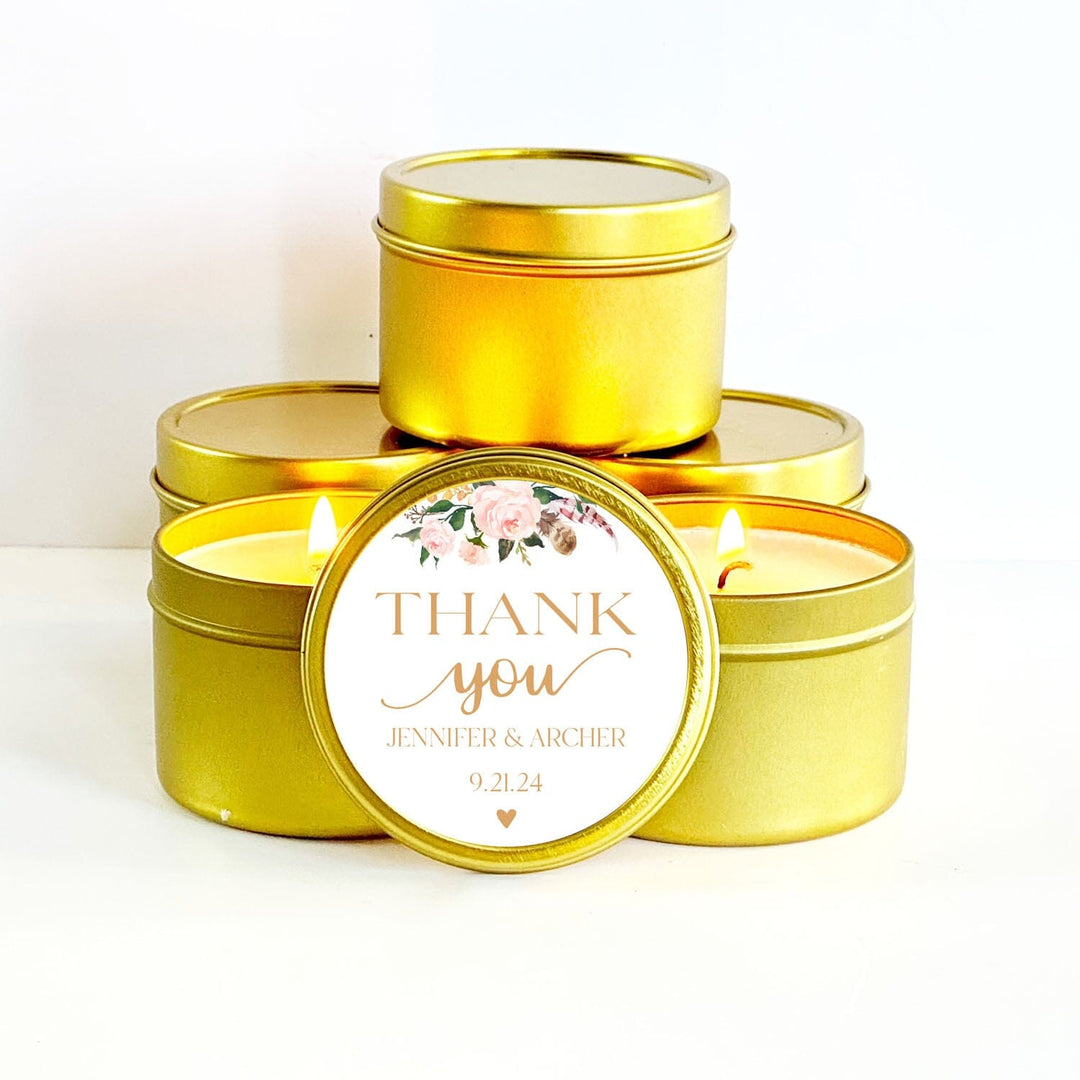 Blush Floral Wedding Favor Candles | Personalized Favors for Guests In ...