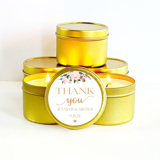 Blush Floral Wedding Favor Candles | Personalized Favors for Guests In Bulk | The Gift Gala Shop Candle Co. Candle Favors The Gift Gala Shop Candle Co.