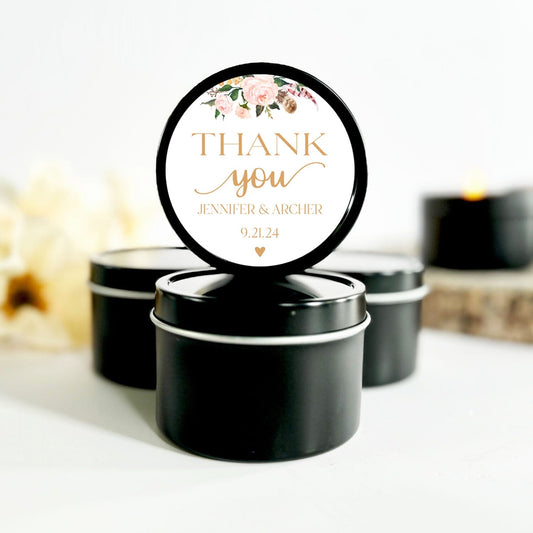 Blush Floral Wedding Favor Candles | Personalized Favors for Guests In Bulk | The Gift Gala Shop Candle Co. Candle Favors The Gift Gala Shop Candle Co. 