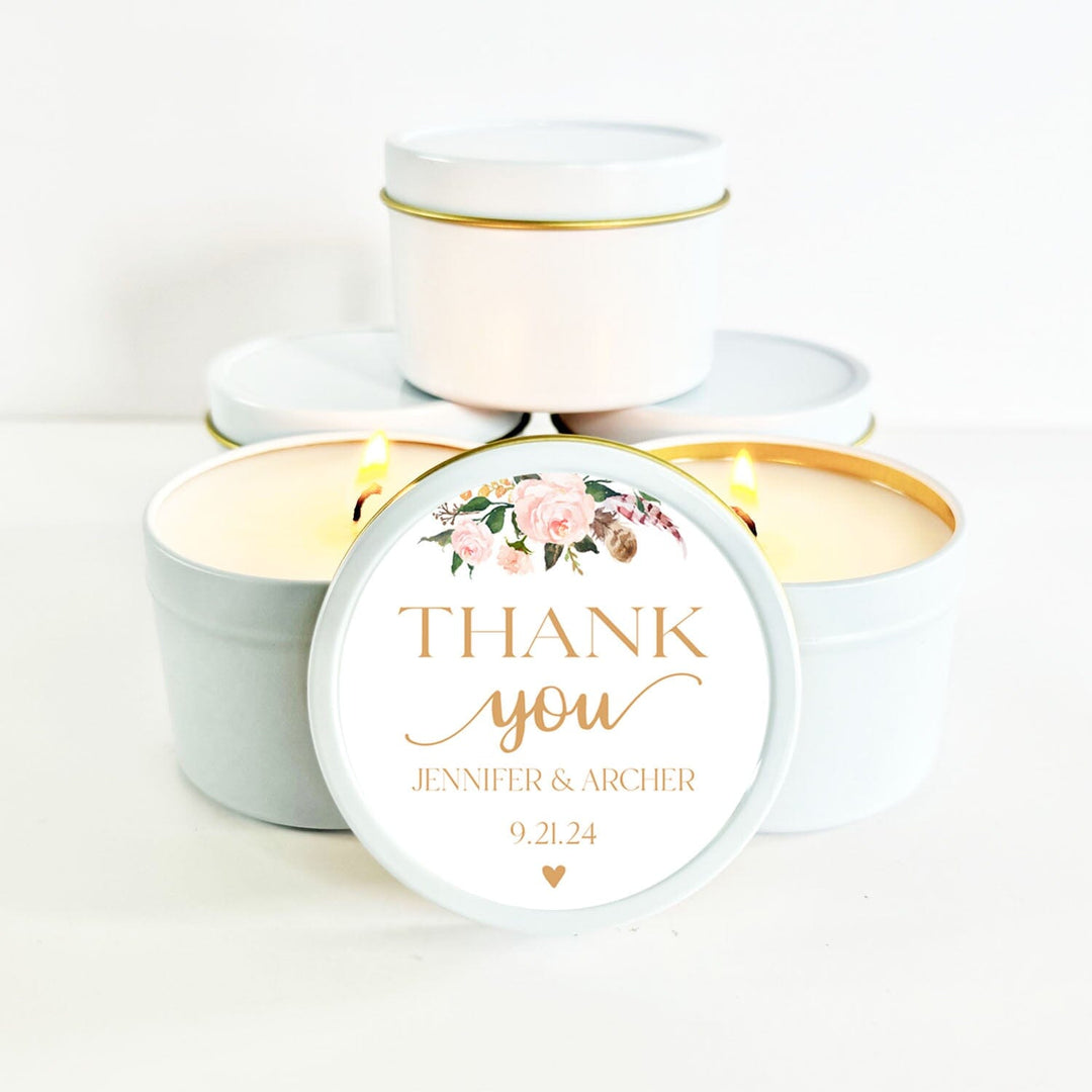 Blush Floral Wedding Favor Candles | Personalized Favors for Guests In ...