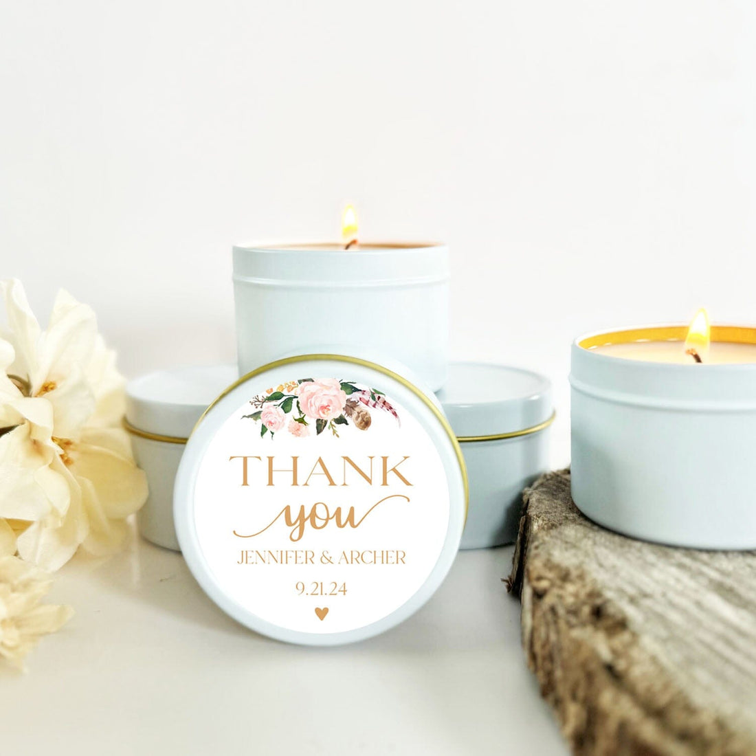 Blush Floral Wedding Favor Candles | Personalized Favors for Guests In ...