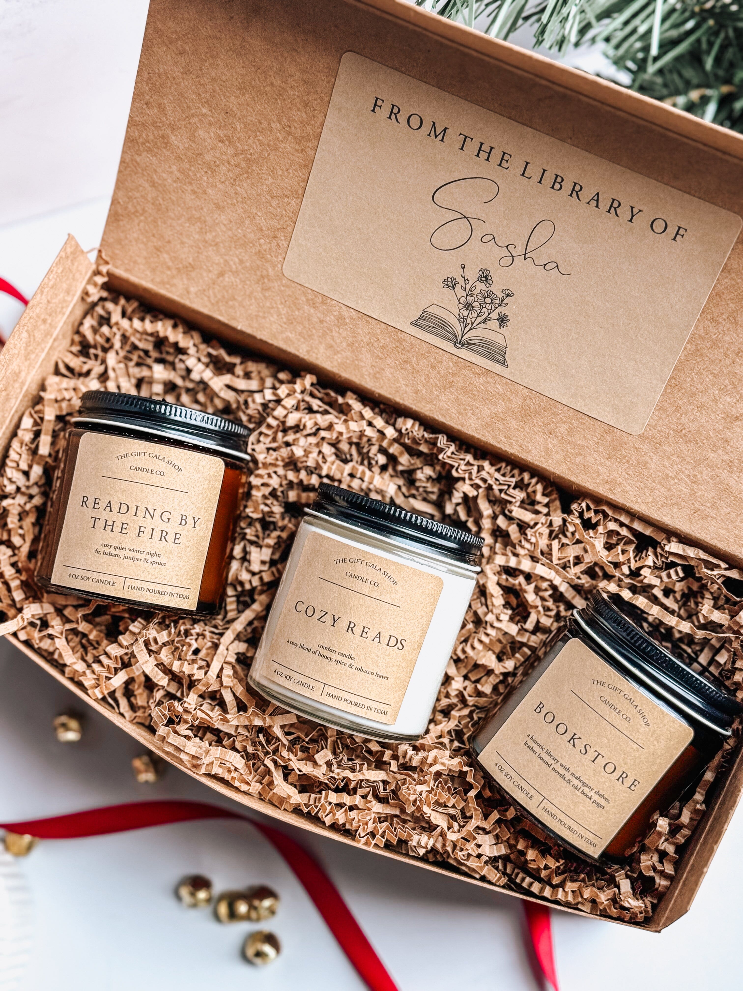 Book Lover Gift Box | Candle Set of 3 | Bookish Gift for Christmas