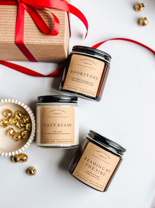 Book Lover Gift Box | Candle Set of 3 | Bookish Gift for Christmas| Handmade Scented Candle The Gift Gala Shop Candle Co.
