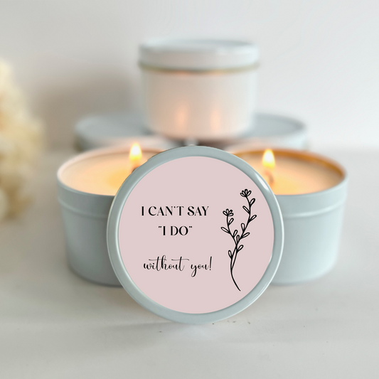 Floral Bridesmaid Proposal Candle | Bulk Wedding Party Candles in blush and white candle tin