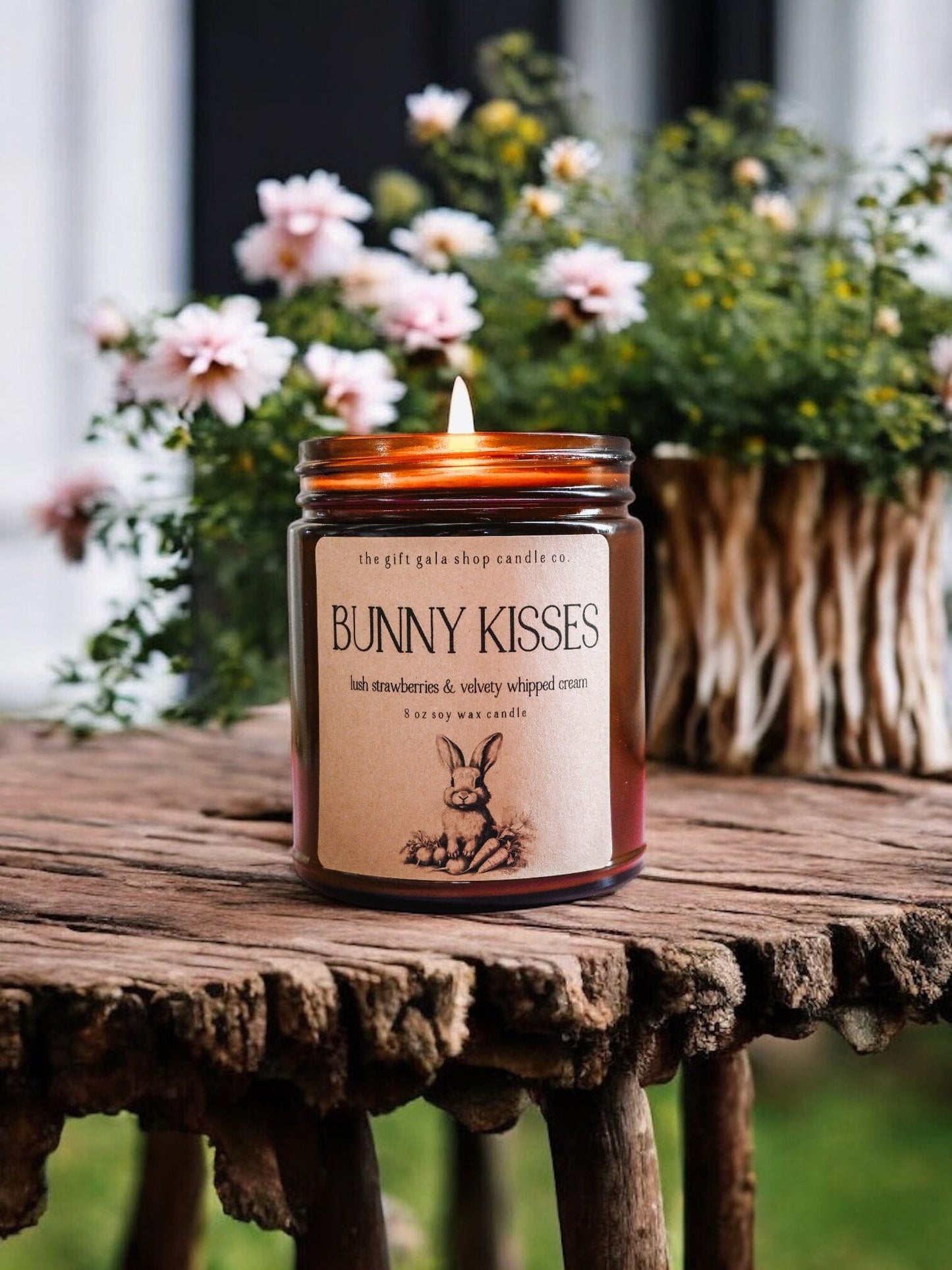 Bunny Kisses 9 oz Scented Soy Candle | Strawberry Home Fragrance | Country Cottage Easter The Gift Gala Shop Candle Co. 