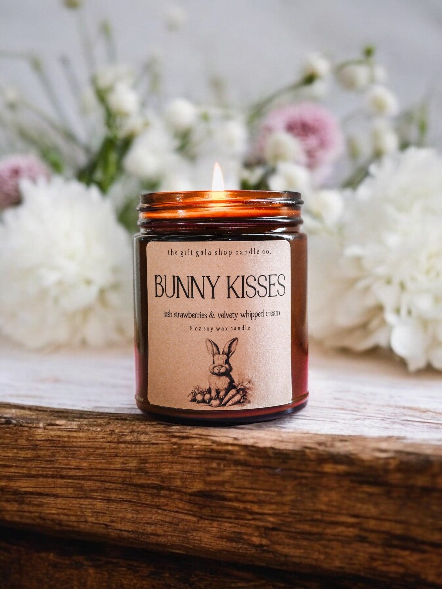 Bunny Kisses 9 oz Scented Soy Candle | Strawberry Home Fragrance | Country Cottage Easter The Gift Gala Shop Candle Co. 