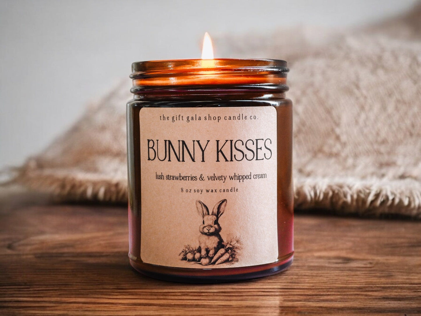 Bunny Kisses 9 oz Scented Soy Candle | Strawberry Home Fragrance | Country Cottage Easter The Gift Gala Shop Candle Co. 