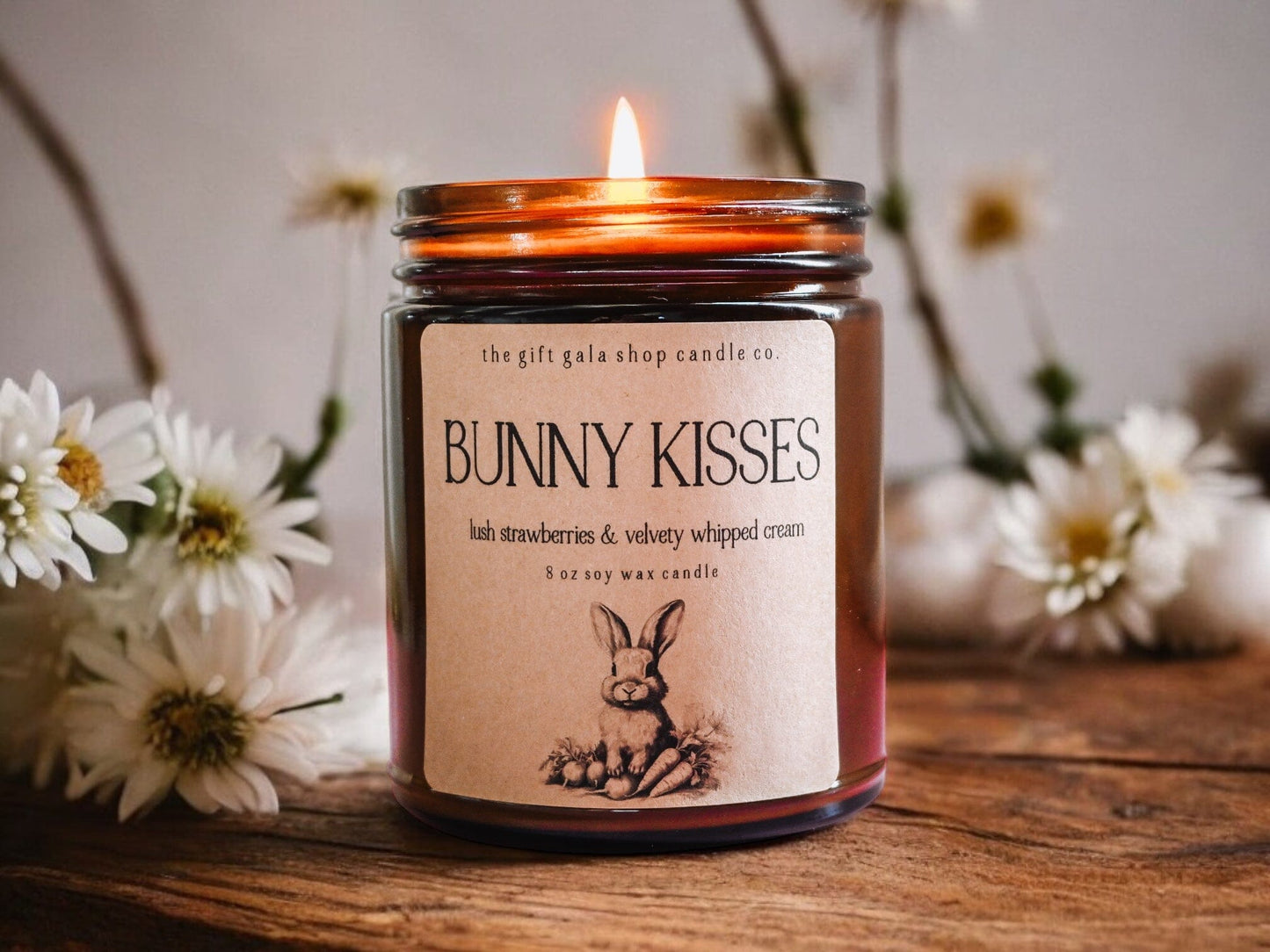 Bunny Kisses 9 oz Scented Soy Candle | Strawberry Home Fragrance | Country Cottage Easter The Gift Gala Shop Candle Co. 