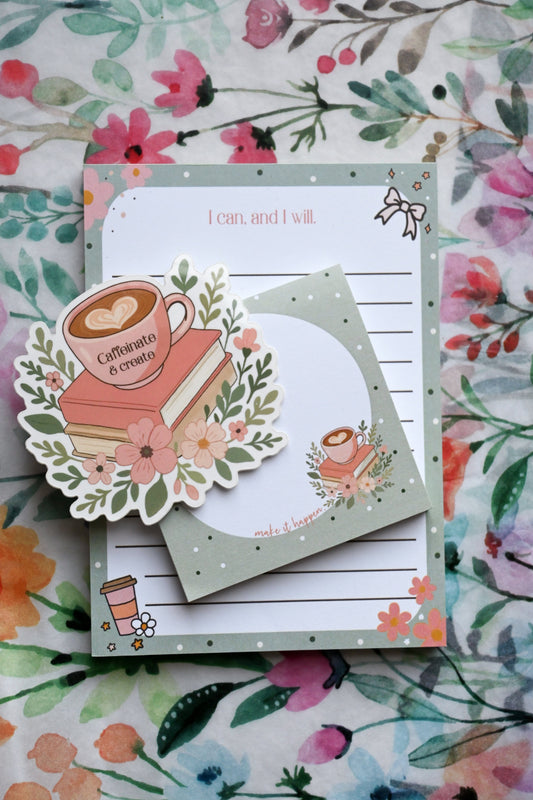 Caffeinate & Create Vinyl Sticker - Motivational Small Business Sticker The Gift Gala Shop Candle Co.