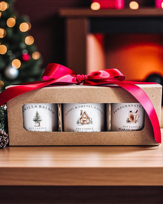 Christmas Candle Trio | Holiday Soy Candle Gift Box | Rustic Winter Candles | Nontoxic Hand Poured Candle Set The Gift Gala Shop Candle Co.