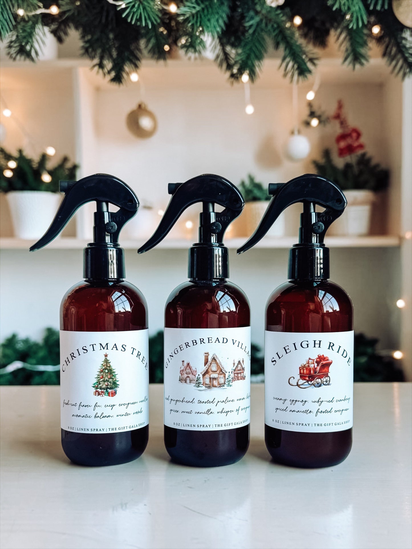 Christmas Linen Spray | 8 oz Holiday Fabric & Room Spray | Nostalgic Christmas Scents | Ole Factory Holiday Home Fragrance The Gift Gala Shop Candle Co. 