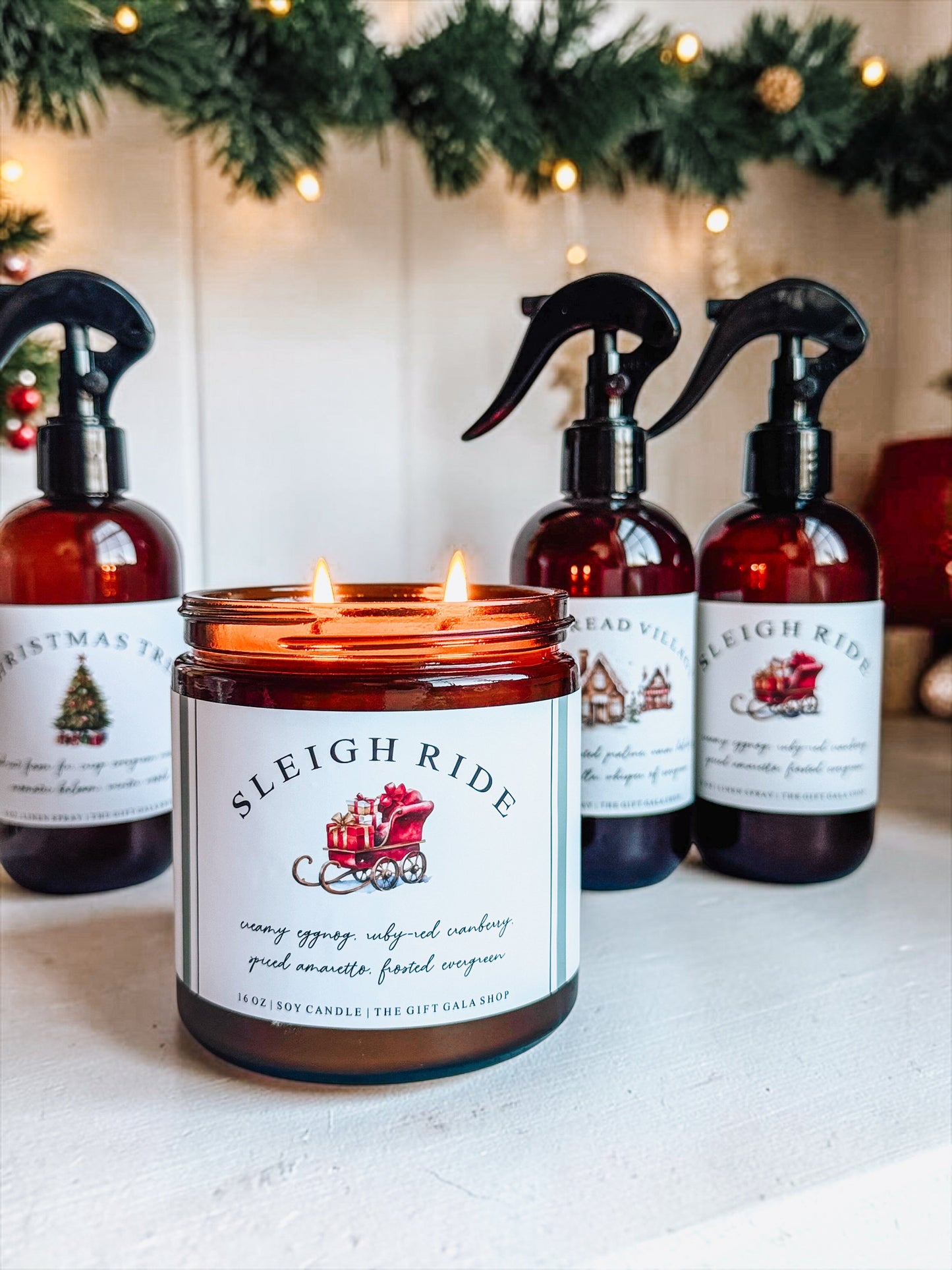 Christmas Linen Spray | 8 oz Holiday Fabric & Room Spray | Nostalgic Christmas Scents | Ole Factory Holiday Home Fragrance The Gift Gala Shop Candle Co. 