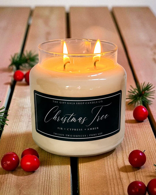 Christmas Tree Soy Candle 22 oz | Large Holiday Candle | Fir, Cypress & Amber Scent | Cozy Winter Home Décor The Gift Gala Shop Candle Co.