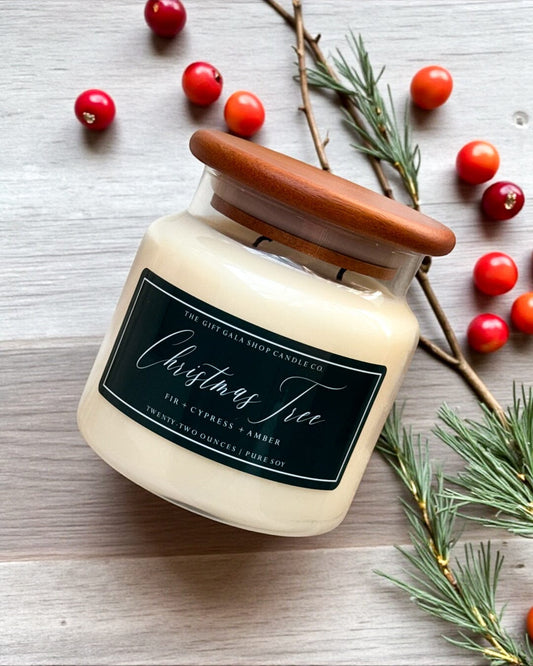 Christmas Tree Soy Candle 22 oz | Large Holiday Candle | Fir, Cypress & Amber Scent | Cozy Winter Home Décor The Gift Gala Shop Candle Co.