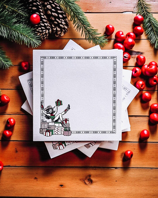 Cowgirl Making Spirits Bright Sticky Notes | Western Holiday Gift & Desk Accessory | Rustic Country Christmas Stationery The Gift Gala Shop Candle Co. 