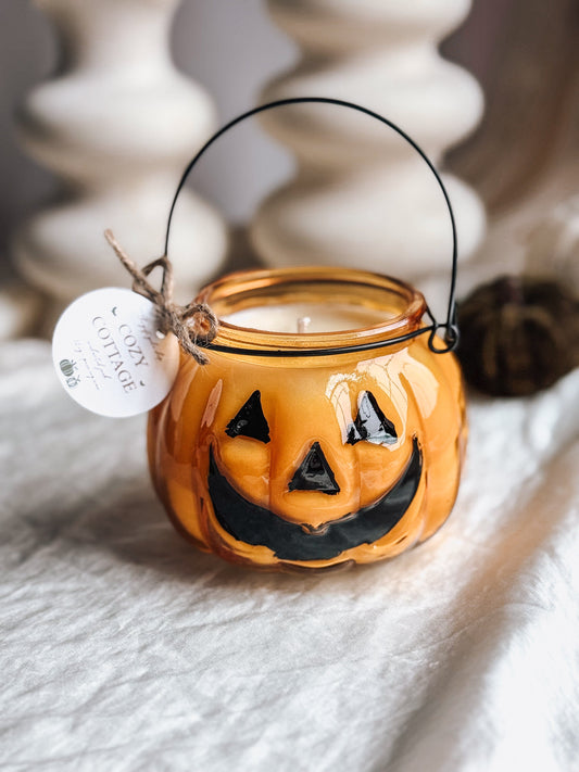 Cozy Cottage Pumpkin Candle – Hand-Poured Soy Jack-o’-Lantern - Apple Pie, Cinnamon & Vanilla Fall Candle The Gift Gala Shop Candle Co. 