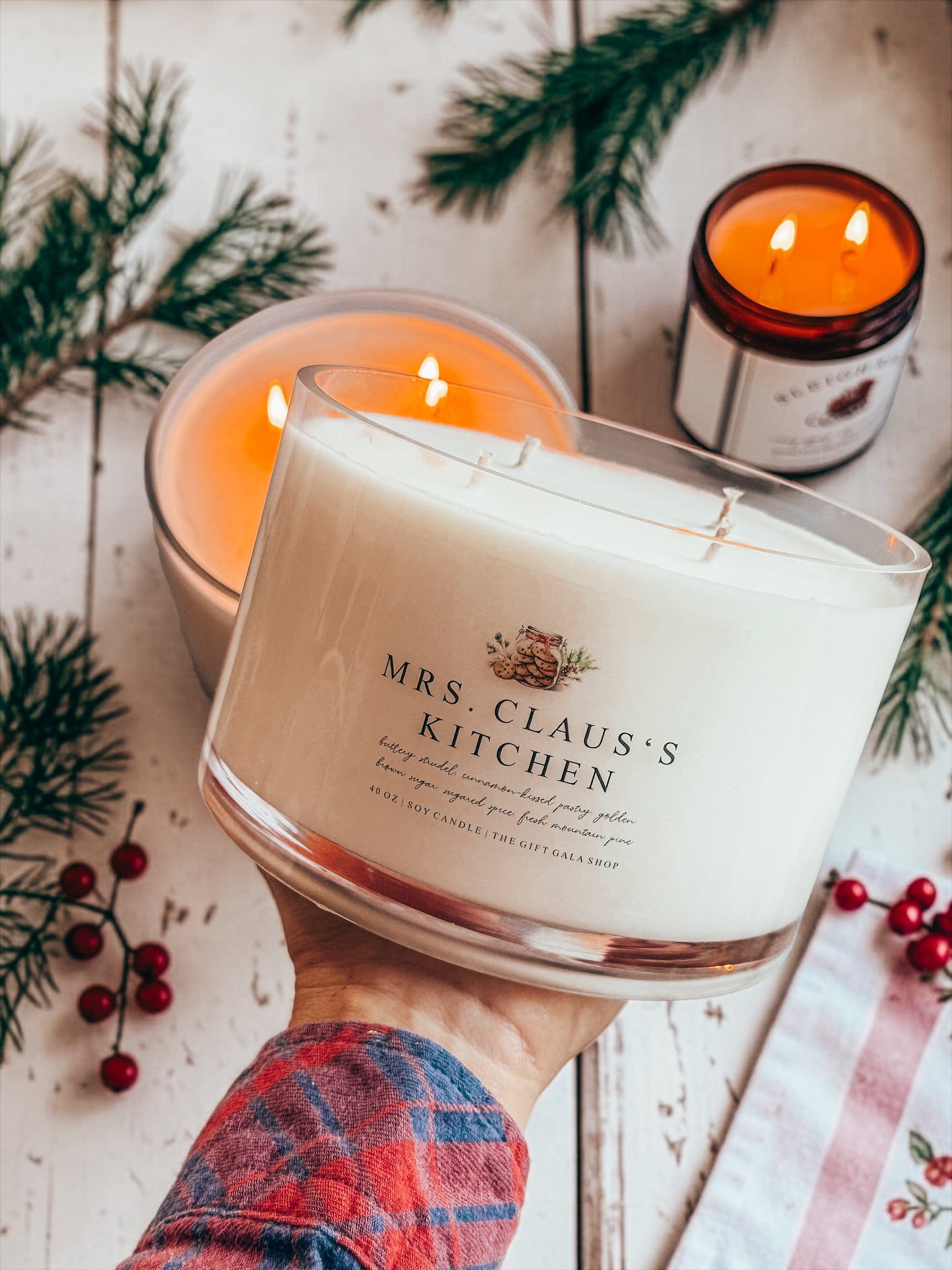 Extra Large Christmas Candle | 40 oz 4 Wick Soy Candle | Hand Poured Holiday Candle | Oversized Christmas Gift The Gift Gala Shop Candle Co. 