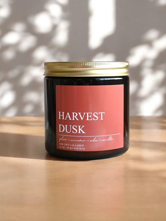 Fall Scented Soy Candle – Harvest Dusk (Plum, Vanilla & Cedar) | Woven Autumn Collection | 16 oz Soy candle The Gift Gala Shop Candle Co. 