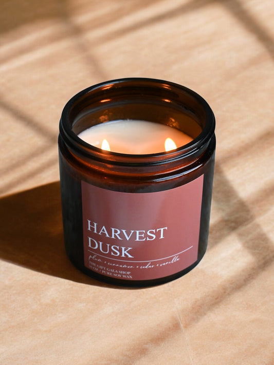 Fall Scented Soy Candle – Harvest Dusk (Plum, Vanilla & Cedar) | Woven Autumn Collection | 16 oz Soy candle The Gift Gala Shop Candle Co.