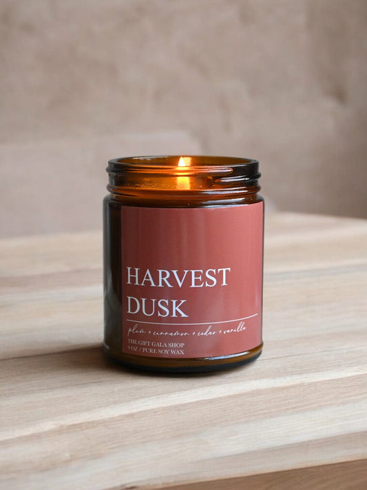 Fall Scented Soy Candle – Harvest Dusk (Plum, Vanilla & Cedar) | Woven Autumn Collection | 9 oz Soy candle The Gift Gala Shop Candle Co. 
