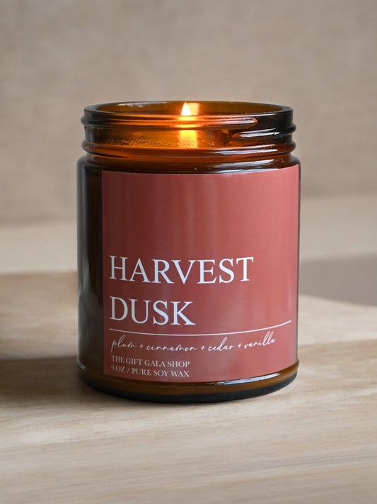 Fall Scented Soy Candle – Harvest Dusk (Plum, Vanilla & Cedar) | Woven Autumn Collection | 9 oz Soy candle The Gift Gala Shop Candle Co.