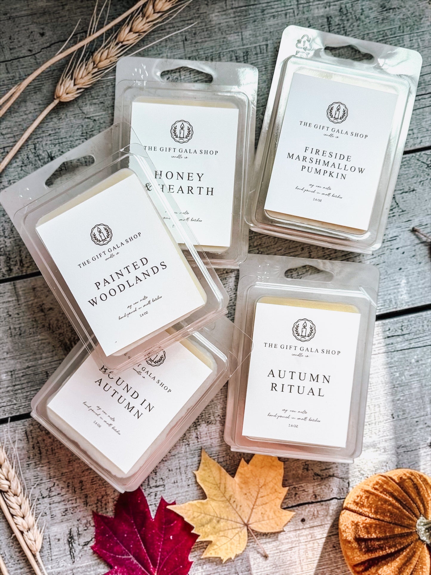 Fall Wax Melts | Nontoxic Soy Wax Tarts | October Traditions Scents - Pumpkin, Apple, Woodsy The Gift Gala Shop Candle Co. 