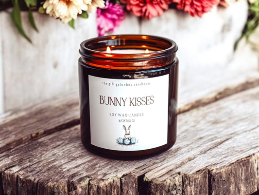 Farmhouse Bunny Kisses Scented Candle | Handmade Nontoxic Candle | Blue and White Easter Decor The Gift Gala Shop Candle Co.