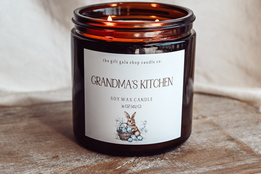 Farmhouse Easter Candle | Hand-Poured, Nontoxic Soy Candle | Blue & White Decor | Grandmas Kitchen Bakery Scent The Gift Gala Shop Candle Co.
