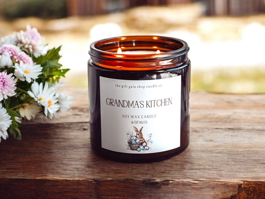 Farmhouse Easter Candle | Hand-Poured, Nontoxic Soy Candle | Blue & White Decor | Grandmas Kitchen Bakery Scent The Gift Gala Shop Candle Co.