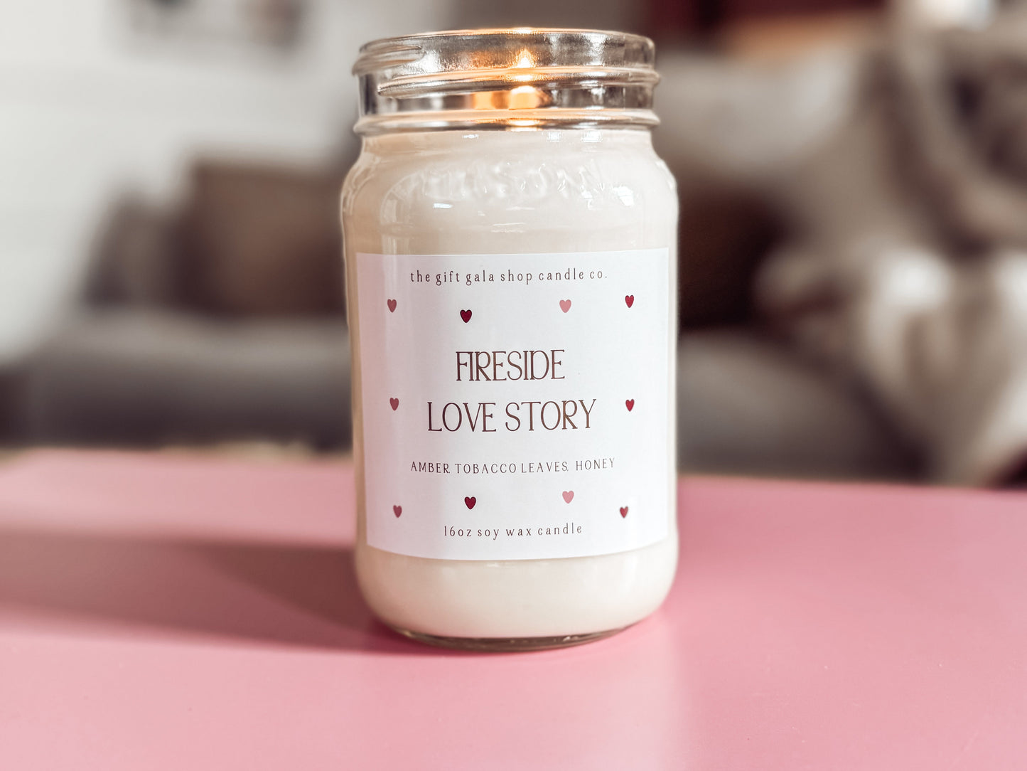 Fireside Love Story Candle – 16 oz Valentine’s Soy Candle | Romantic Gift for Him or Her | Handmade Farmhouse Decor The Gift Gala Shop Candle Co. 