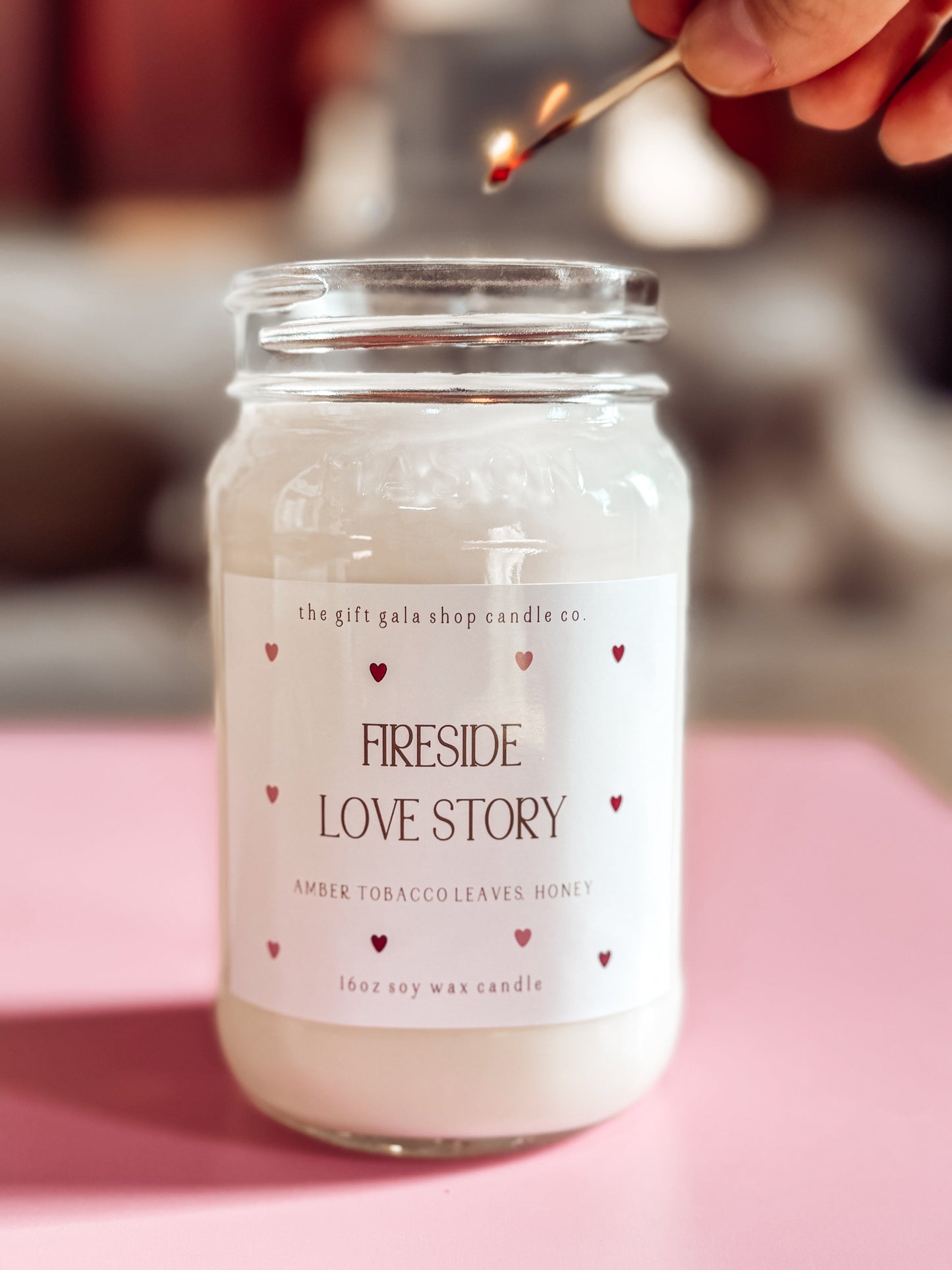 Fireside Love Story Candle – 16 oz Valentine’s Soy Candle | Romantic Gift for Him or Her | Handmade Farmhouse Decor The Gift Gala Shop Candle Co. 