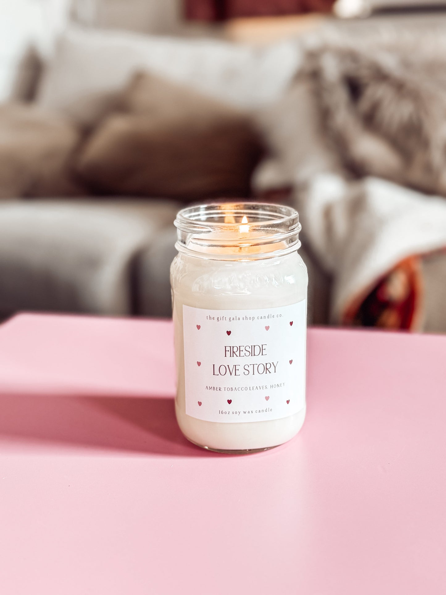 Fireside Love Story Candle – 16 oz Valentine’s Soy Candle | Romantic Gift for Him or Her | Handmade Farmhouse Decor The Gift Gala Shop Candle Co. 