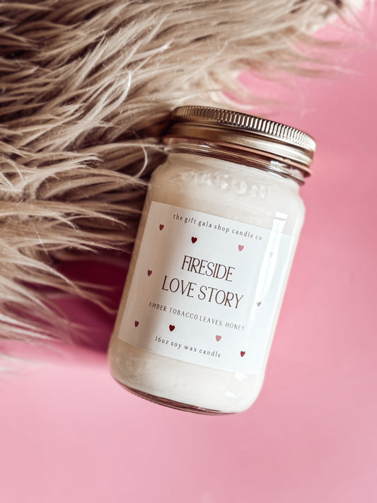 Fireside Love Story Candle – 16 oz Valentine’s Soy Candle | Romantic Gift for Him or Her | Handmade Farmhouse Decor The Gift Gala Shop Candle Co. 