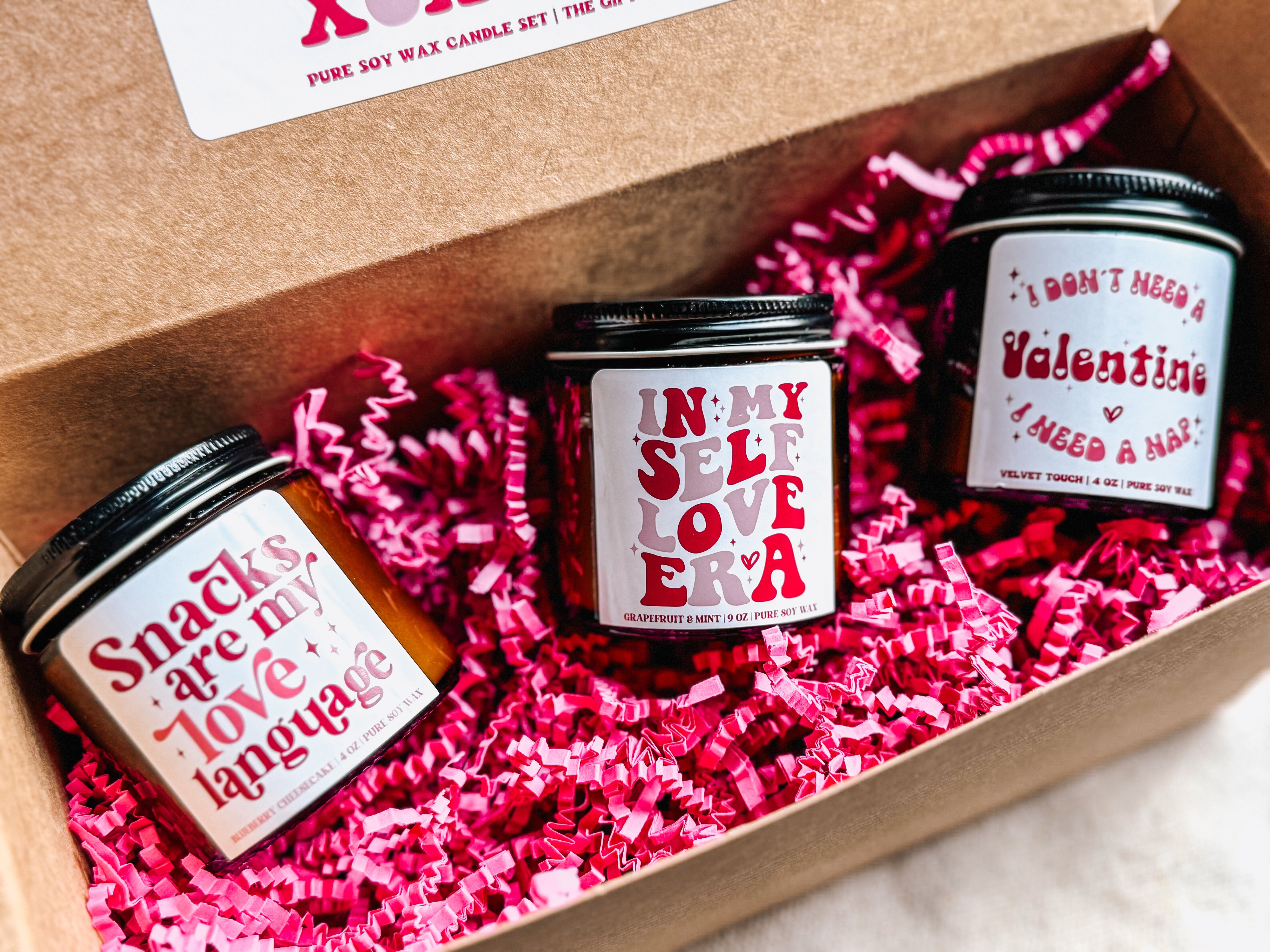 Galentines Day Candle Gift Set | Soy Candle Set of 3 | Handmade