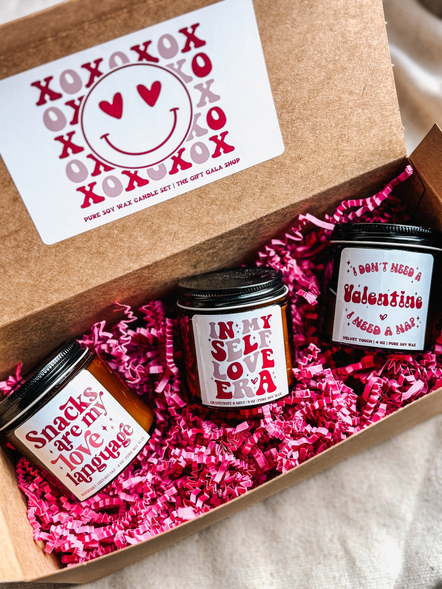 Galentines Day Candle Gift Set | Soy Candle Set of 3 | Handmade Scented Candles | Valentines Candle Gift Box The Gift Gala Shop Candle Co. 