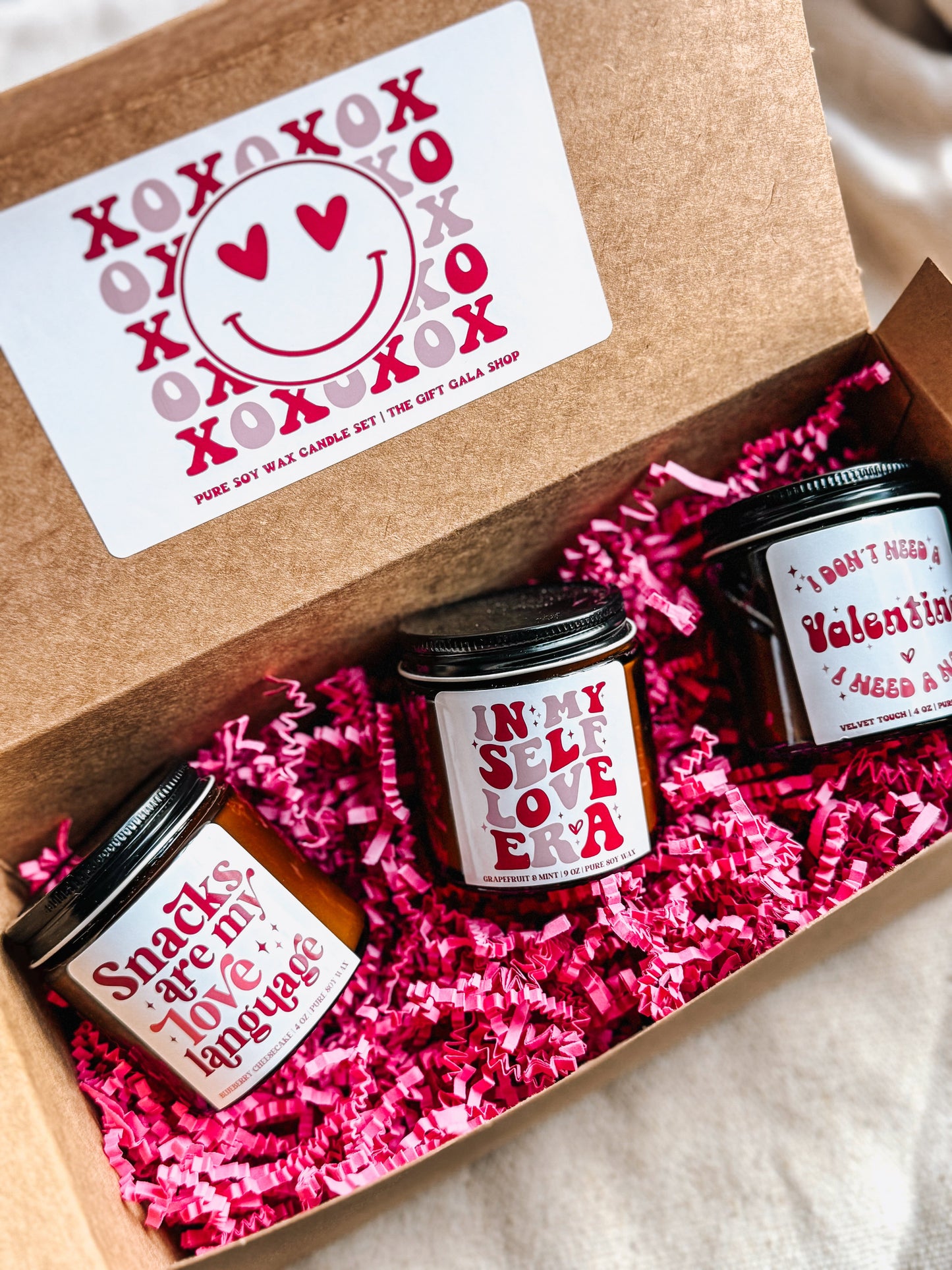 Galentines Day Candle Gift Set | Soy Candle Set of 3 | Handmade Scented Candles | Valentines Candle Gift Box The Gift Gala Shop Candle Co. 