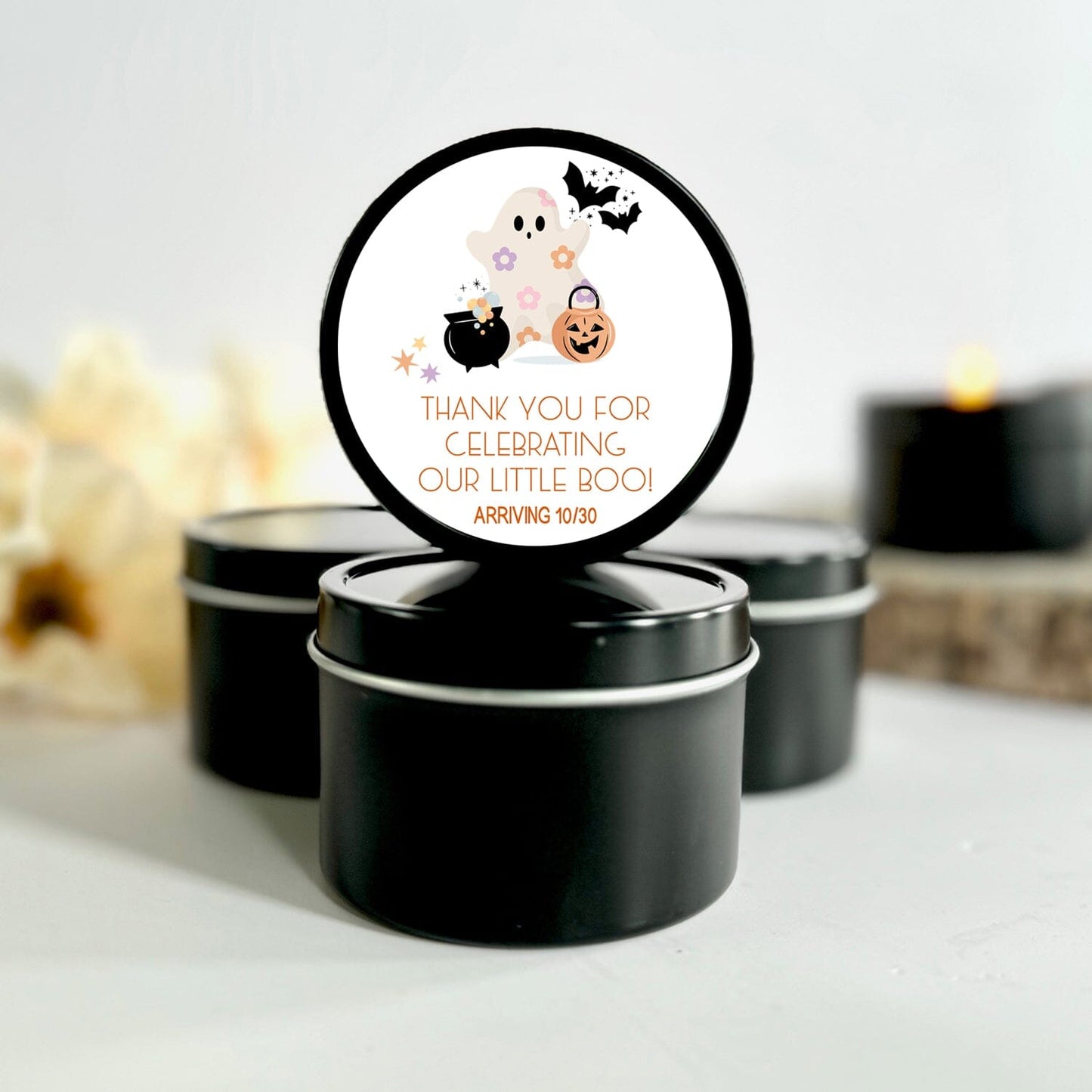 Girl Halloween Baby Shower Favors | Set of 10 Candle Favors | Little Boo Baby Shower | The Gift Gala Shop Candle Co Candle Favors The Gift Gala Shop Candle Co. 