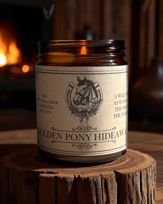 “Golden Pony Hideaway” Western Soy Candles | Holiday Candles The Gift Gala Shop Candle Co.