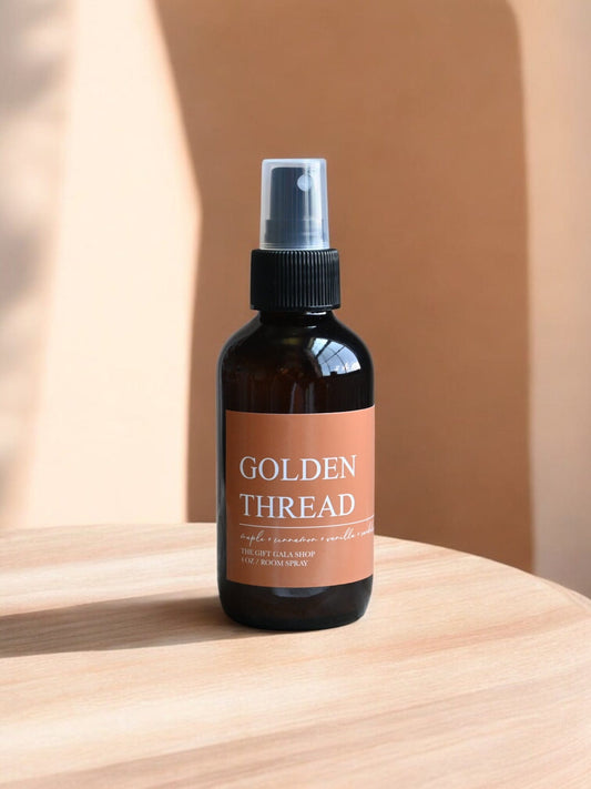 Golden Thread Fall Room Spray – Maple, Cinnamon & Vanilla Ambrette | Warm Gourmand Autumn Mist | Non-Toxic Linen & Room Spray room spray The Gift Gala Shop Candle Co. 