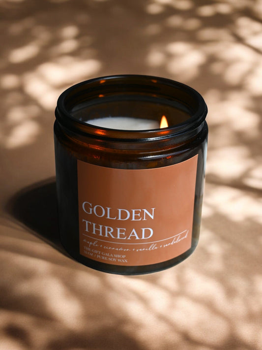 Golden Thread Fall Soy Candle – Maple, Cinnamon & Vanilla | Woven Autumn Collection | 16 oz Soy candle The Gift Gala Shop Candle Co.