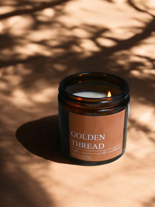 Golden Thread Fall Soy Candle – Maple, Cinnamon & Vanilla | Woven Autumn Collection | 16 oz Soy candle The Gift Gala Shop Candle Co.