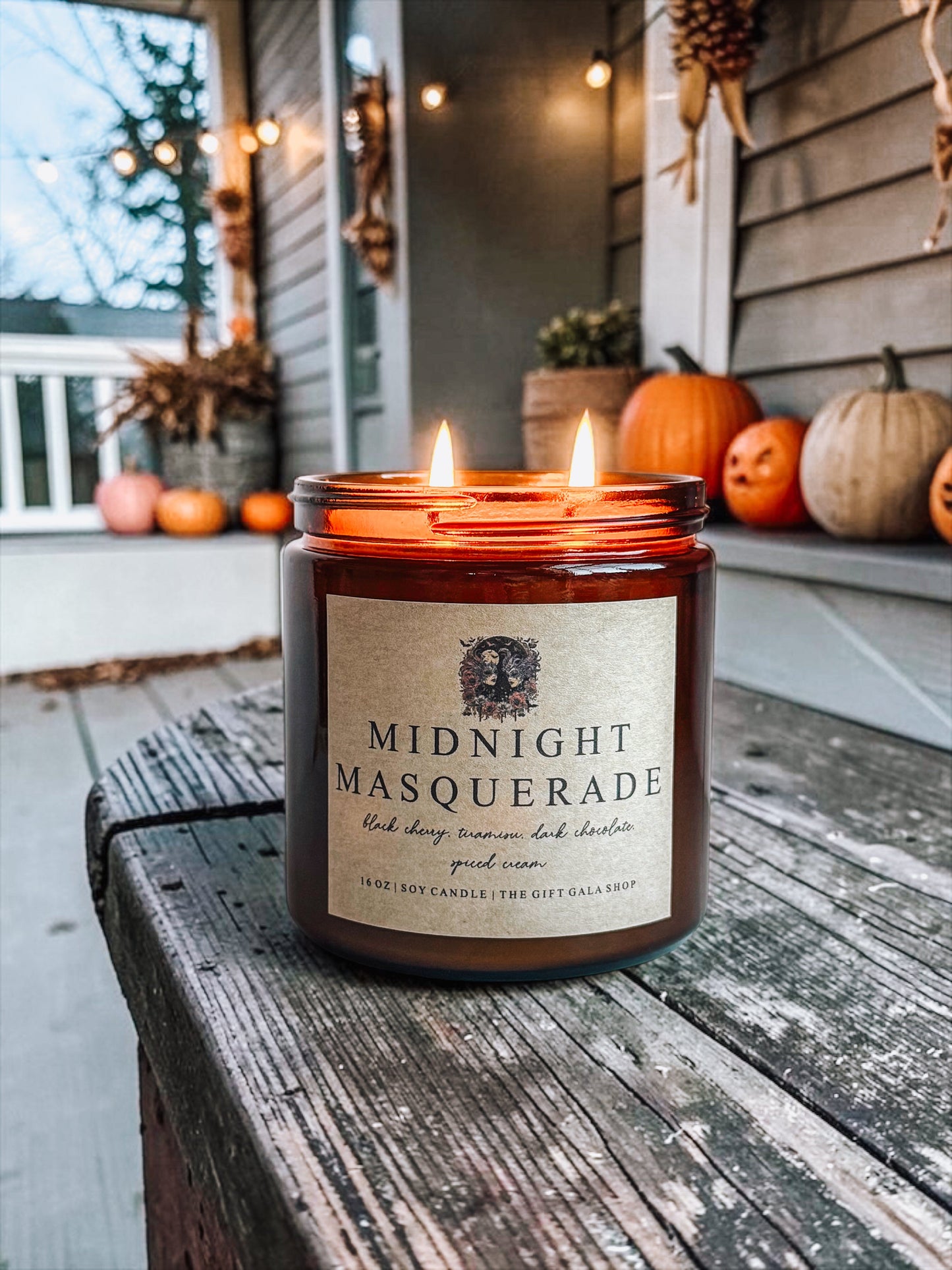 Halloween Candles | 16 oz Amber Soy Candle | Hand Poured Nontoxic Fall Candle | Cozy Spooky Autumn Scents The Gift Gala Shop Candle Co. 
