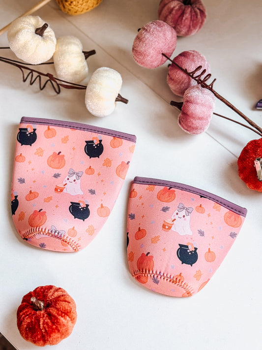 Halloween Iced Coffee Sleeve- Fall Pumpkin Cup Sleeve - Coffee & Pumpkins - Reusable Cold Brew Sleeve The Gift Gala Shop Candle Co.