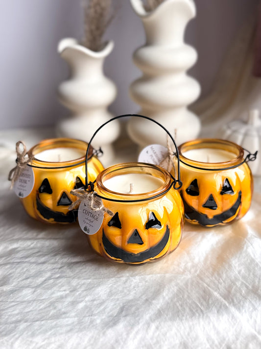 Harvest Dusk Pumpkin Candle – Hand-Poured Soy Jack-o’-Lantern - Plum, Cherry, Cinnamon & Cedarwood Autumn Candle The Gift Gala Shop Candle Co. 
