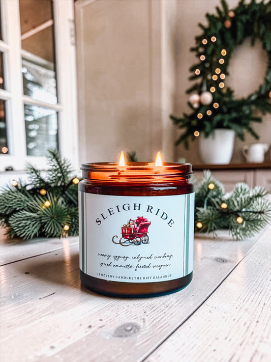 Holiday Amber Jar Candle | 16 oz Hand Poured Soy Candle | Cozy Christmas Home Fragrance| Christmas Candle Gift The Gift Gala Shop Candle Co. 